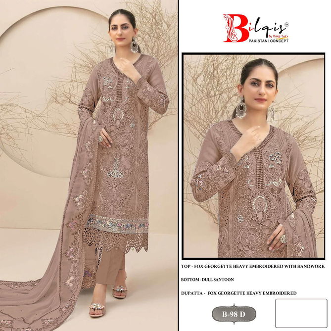 Bilqis B 98 A to D Faux Georgette Pakistani Suits Wholesale Shop In Surat
